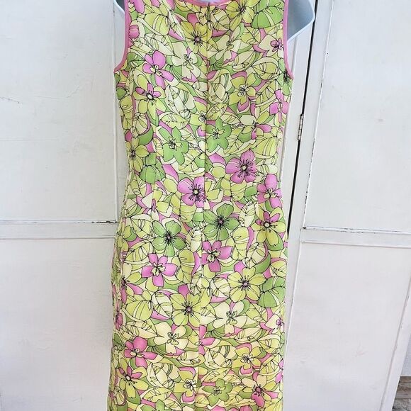 🍎 Cynthia Howie Petite Floral Silk Dress Size 10P (AA3) - Picture 7 of 11